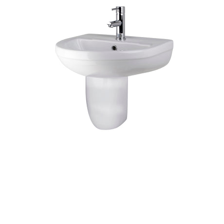 Modern White Round Bathroom Basin with Choice of Pedestal - 500mm