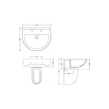 Modern White Soft Round Semi Pedestal Bathroom Basin – 1 or 2 Tap Hole (555mm)