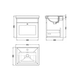 Swynnerton Traditional Wall Hung 1 Drawer Vanity Basin Unit with Fireclay Basin - Choice of Colour and Size