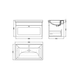 Swynnerton Traditional Wall Hung 1 Drawer Vanity Basin Unit with Fireclay Basin - Choice of Colour and Size