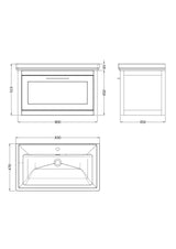 Traditional Wall Hung Vanity Basin Unit with Fireclay Basin - Choice of Size, Colour and Basin Type