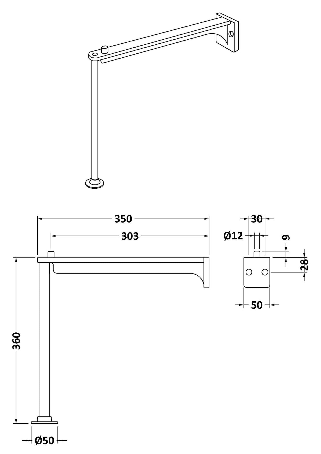 Cleaner Sink Legs and Bracket (Sink Not Included) - Brushed Stainless Steel - Balterley