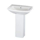 Modern White Square 1 Tap Hole Bathroom Basin & Full Pedestal – 600mm