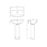 Modern White Square 1 Tap Hole Bathroom Basin & Full Pedestal – 600mm