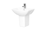 Modern White 1 Tap Hole Bathroom Basin & Semi Pedestal – 500mm
