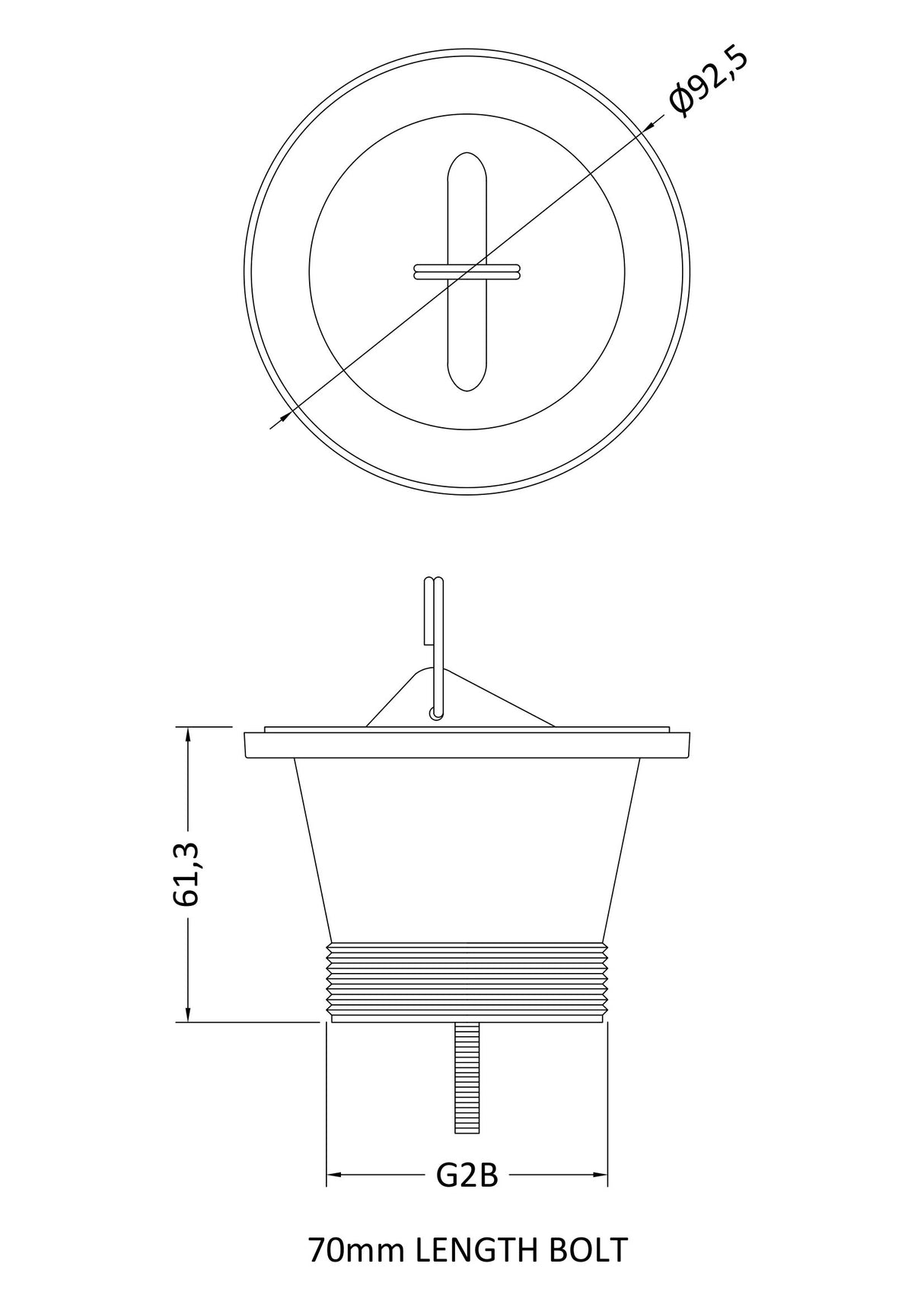 Cleaner Sink Waste with Plug with a Chrome Finish