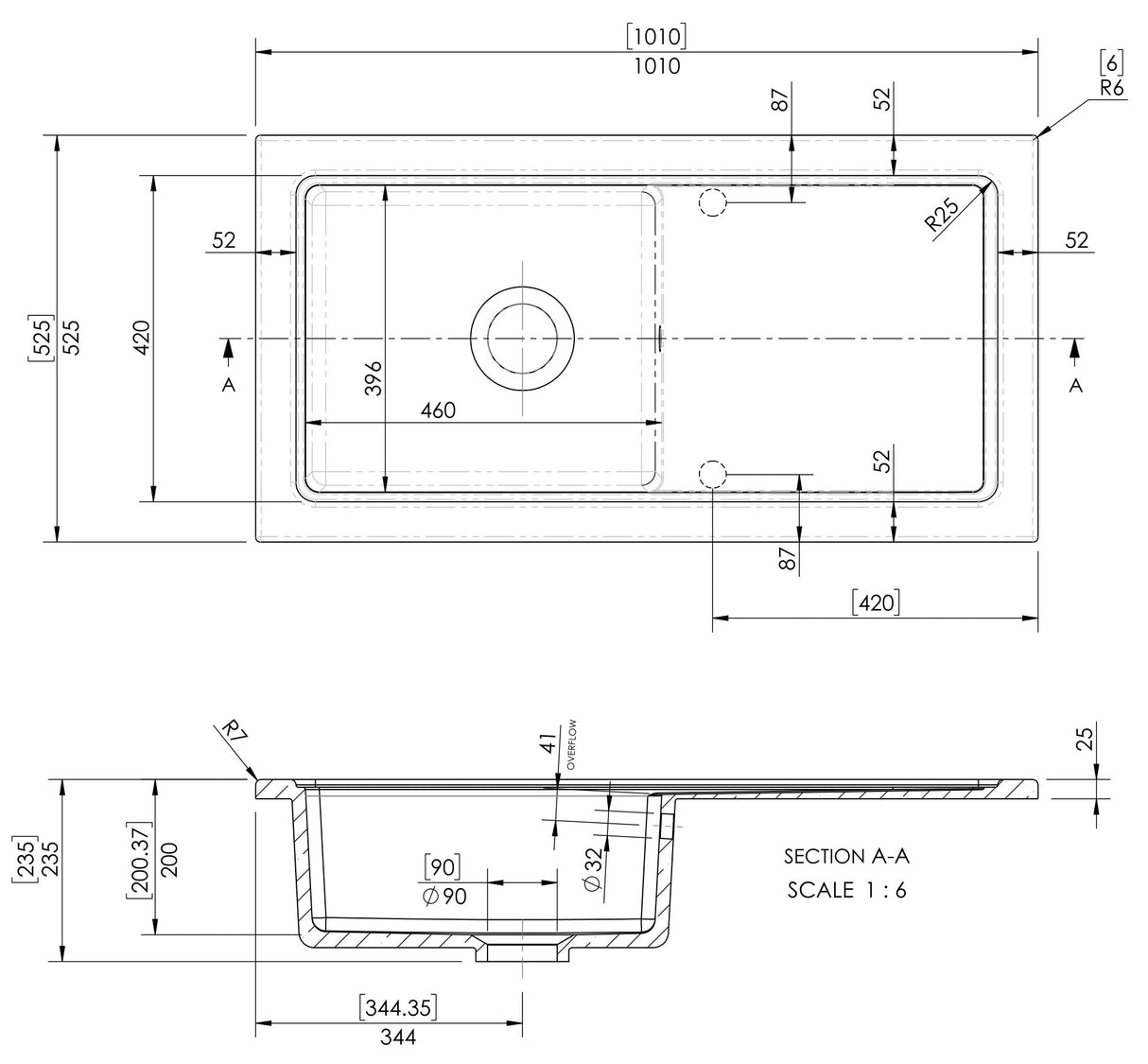 101cm Inset Counter Top Fireclay Ceramic Kitchen Sink - Multiple Options Available