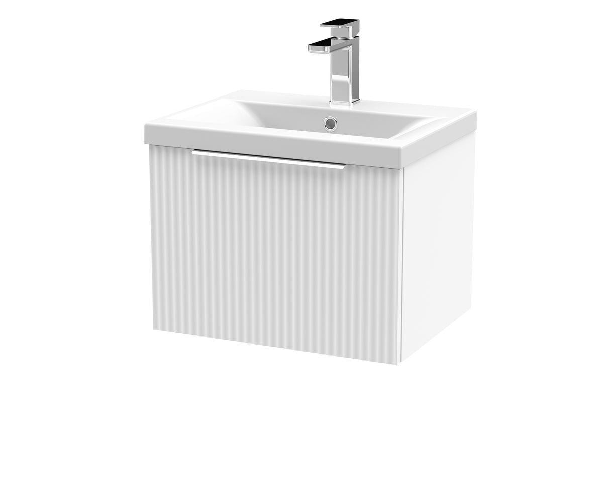 Fluted Front Wall Hung Vanity Basin Unit with Choice of Size, Colour and Handle Options