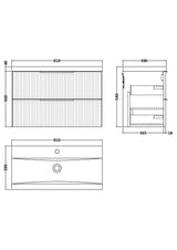 Fluted Front Wall Hung Vanity Basin Unit with Choice of Size, Colour and Handle Options
