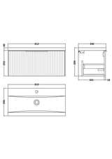 Fluted Front Wall Hung Vanity Basin Unit with Choice of Size, Colour and Handle Options