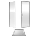Pivot Shower Door, Side Panel and Shower Tray - Choice of Size and Finish
