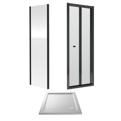 Almington Bi-Fold Shower Door, Side Panel and Shower Tray - Choice of Size and Finish