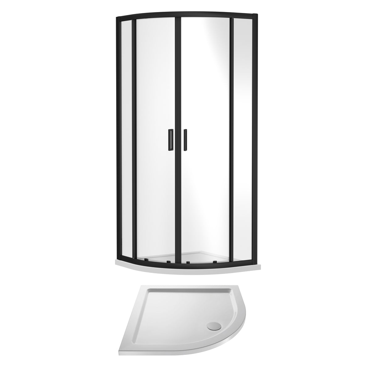 6mm Toughened Safety Glass Quadrant Shower Enclosure and Resin Shower Tray - Choice of Size and Finish