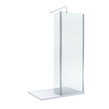 8mm Glass Walk In Wetroom Screen and Hinged Return Screen and Shower Tray - Choice of Size and Finish