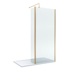 Contemporary 8mm Glass Walk In Wetroom Screen and Hinged Return Screen and Shower Tray - Choice of Size and Finish
