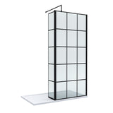 8mm Glass Walk In Wetroom Screen and Hinged Return Screen with Black Framed Design - Choice of Size