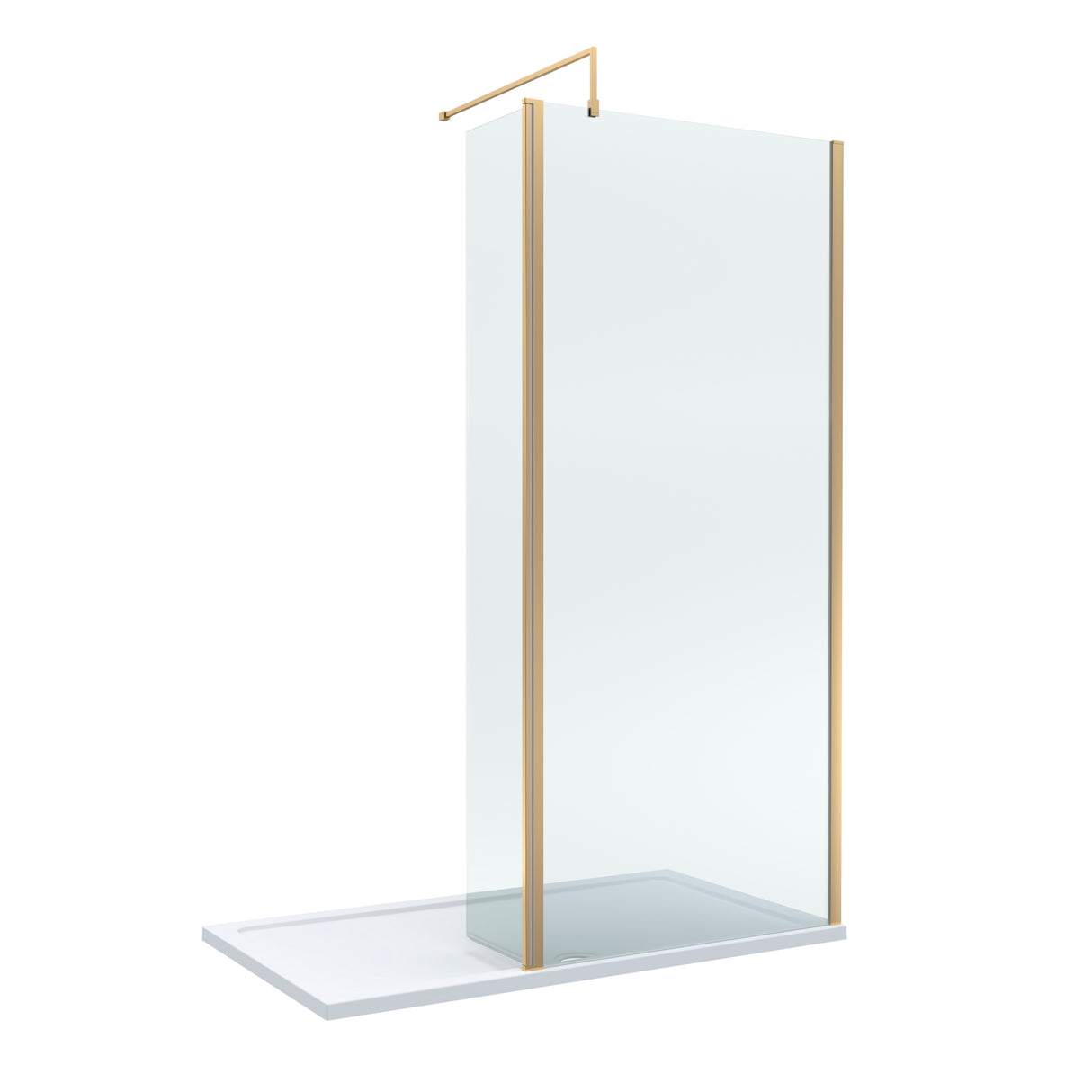8mm Glass Walk In Wetroom Screen and Hinged Return Screen and Shower Tray - Choice of Size and Finish