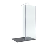 8mm Glass Walk In Wetroom Screen and Hinged Return Screen and Shower Tray - Choice of Size and Finish