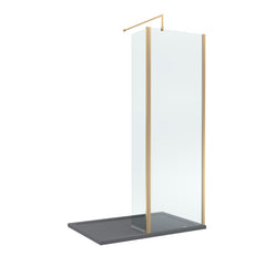 Contemporary 8mm Glass Walk In Wetroom Screen and Hinged Return Screen and Shower Tray - Choice of Size and Finish