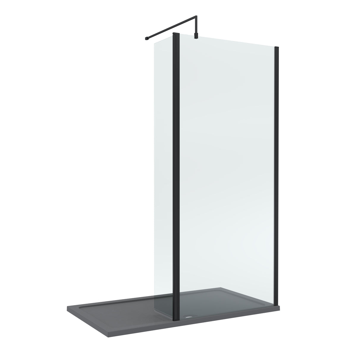 8mm Glass Walk In Wetroom Screen and Hinged Return Screen and Shower Tray - Choice of Size and Finish