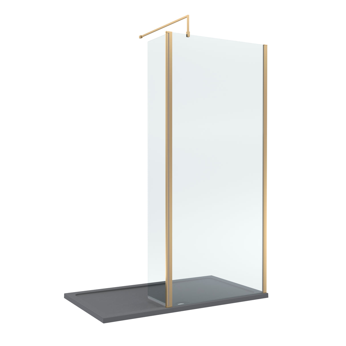 8mm Glass Walk In Wetroom Screen and Hinged Return Screen and Shower Tray - Choice of Size and Finish