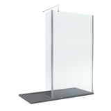 8mm Glass Walk In Wetroom Screen and Hinged Return Screen and Shower Tray - Choice of Size and Finish