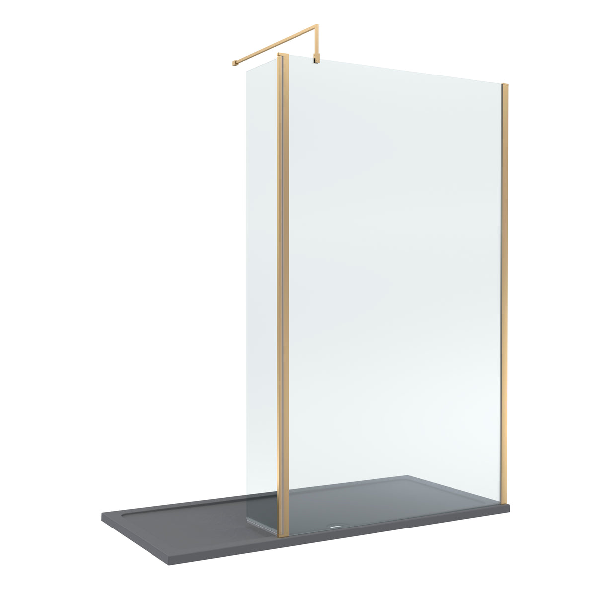 8mm Glass Walk In Wetroom Screen and Hinged Return Screen and Shower Tray - Choice of Size and Finish
