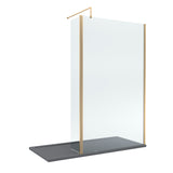8mm Glass Walk In Wetroom Screen and Hinged Return Screen and Shower Tray - Choice of Size and Finish