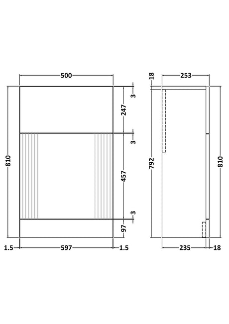Modern Bathroom Retro Floor Standing WC Back to Wall Toilet Unit, 500mm, Choice of Colour
