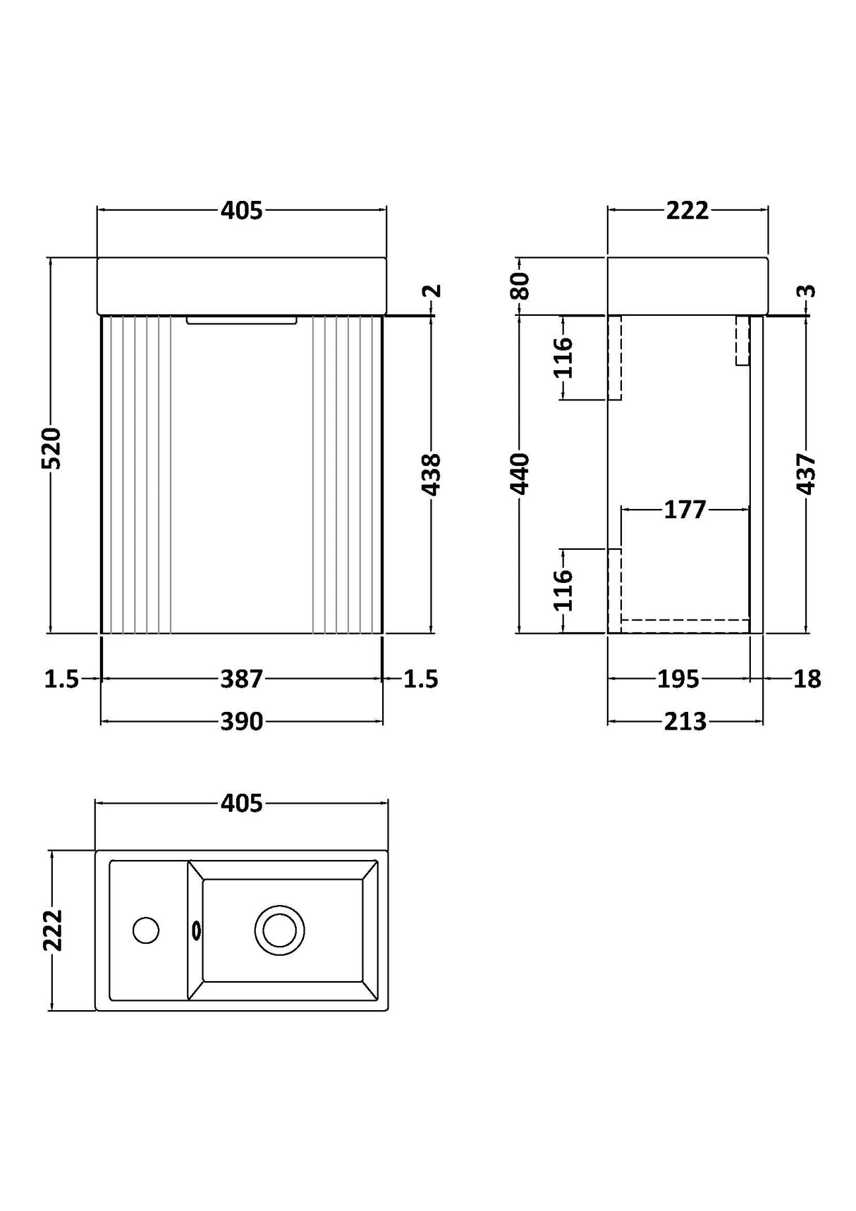 Retro Wall Hung Bathroom Cloakroom Vanity Basin Unit - Multiple Colours