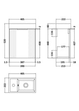 Retro Wall Hung Bathroom Cloakroom Vanity Basin Unit - Multiple Colours