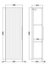 Fluted Tall Bathroom Unit, 400mm, Multiple Colours and Handle Options