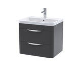 Modern 2-Drawer Wall Hung Vanity Basin Unit with Ceramic Basin - 600mm