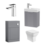 Retro Cloakroom Suite - Wall Hung Basin Unit, Toilet & Tap