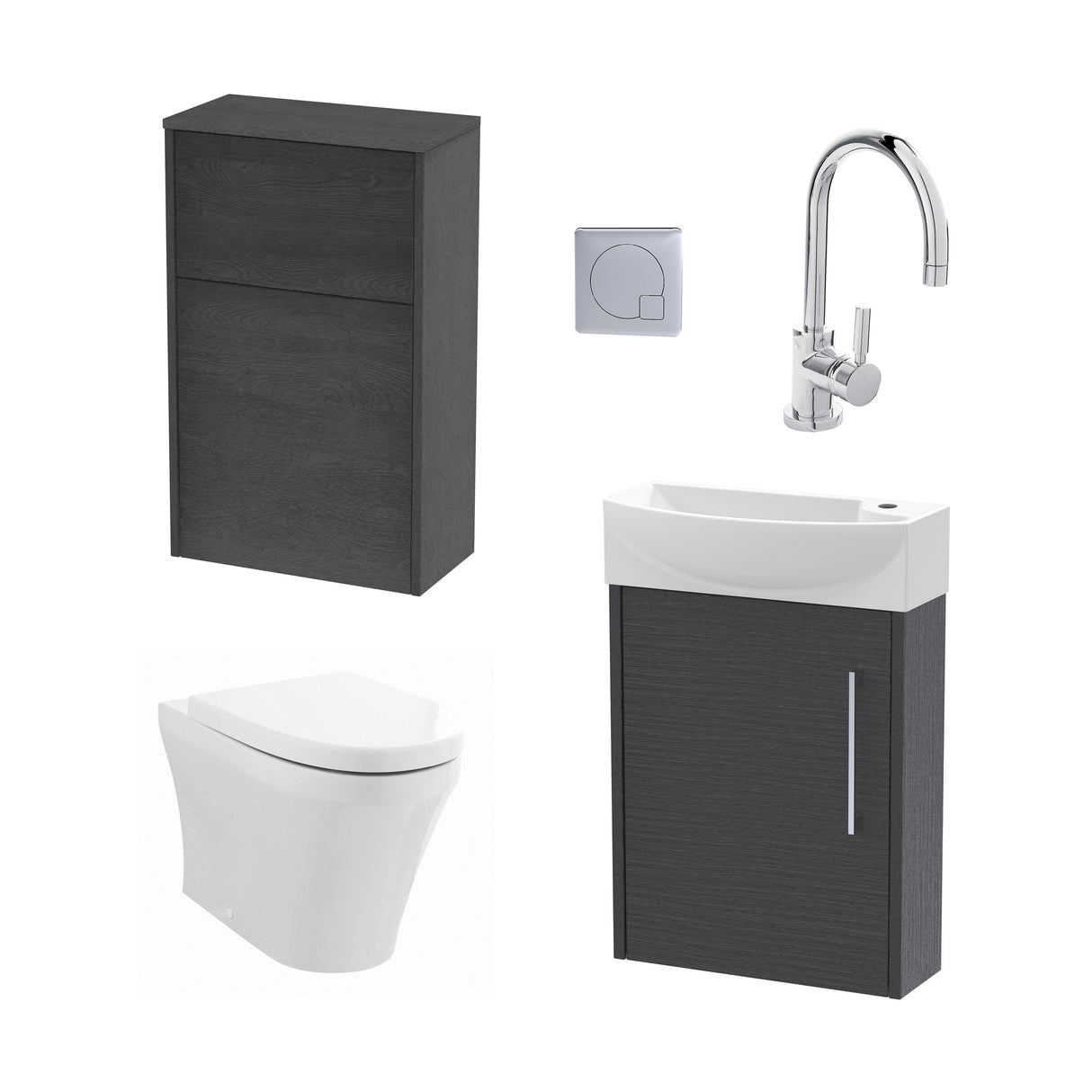 Power Wall Hung Cloakroom Bundle - Vanity, WC Unit, Toilet & Tap