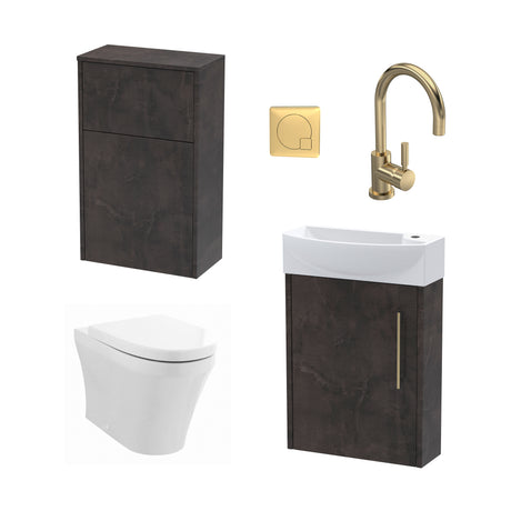 Power Wall Hung Cloakroom Bundle - Vanity, WC Unit, Toilet & Tap