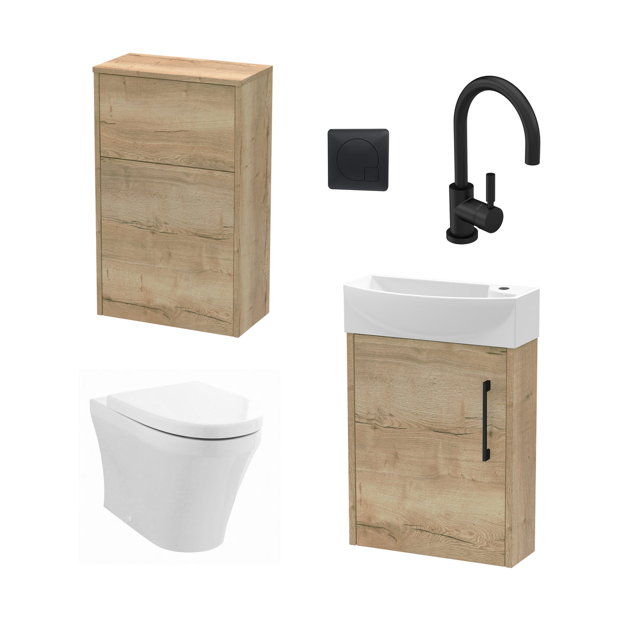 Power Wall Hung Cloakroom Bundle - Vanity, WC Unit, Toilet & Tap