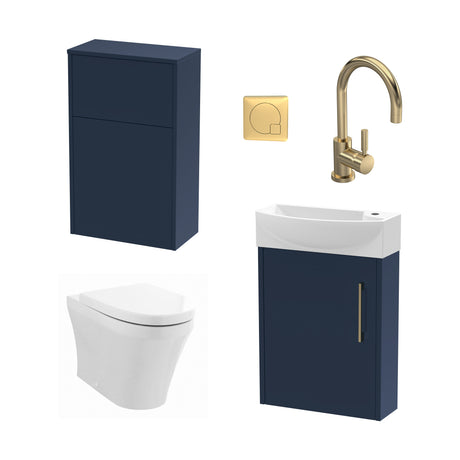 Power Wall Hung Cloakroom Bundle - Vanity, WC Unit, Toilet & Tap