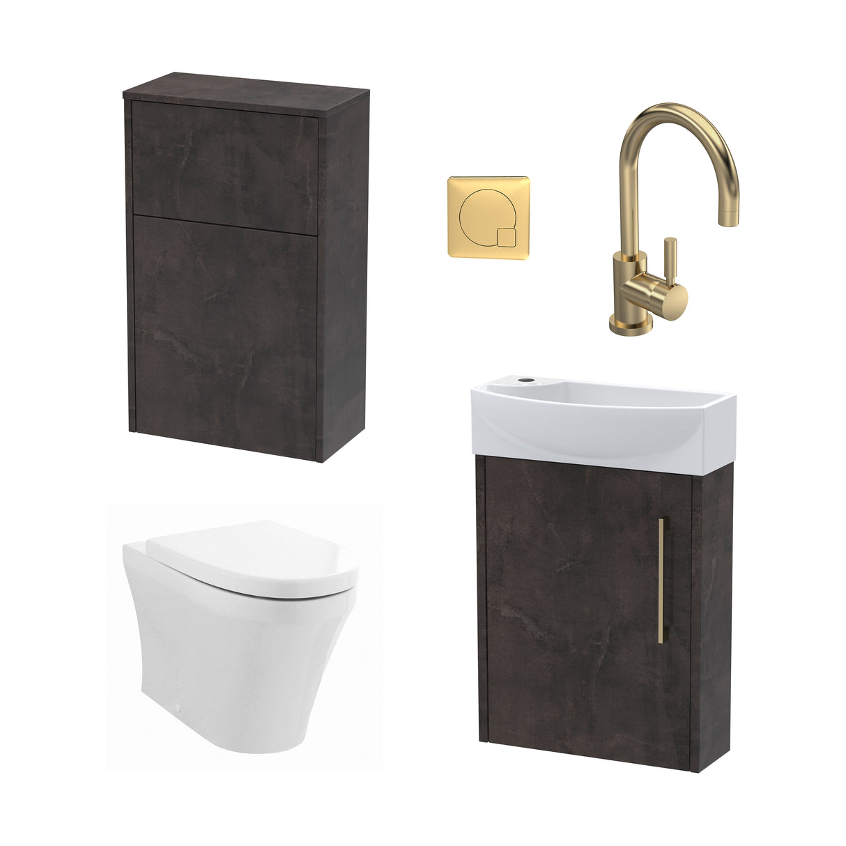 Power Wall Hung Cloakroom Bundle - Vanity, WC Unit, Toilet & Tap
