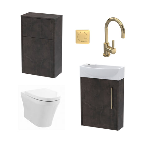 Power Wall Hung Cloakroom Bundle - Vanity, WC Unit, Toilet & Tap