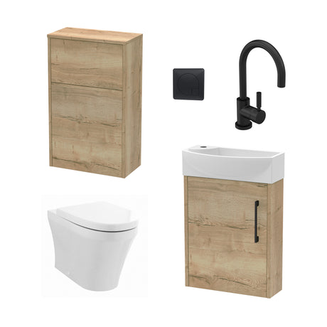 Power Wall Hung Cloakroom Bundle - Vanity, WC Unit, Toilet & Tap