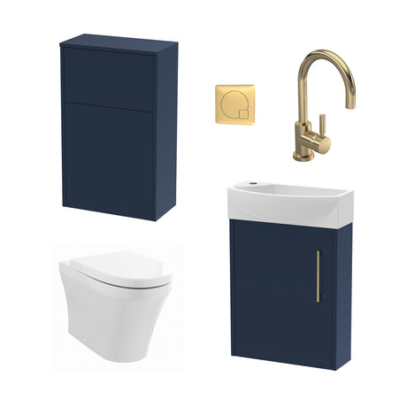 Power Wall Hung Cloakroom Bundle - Vanity, WC Unit, Toilet & Tap