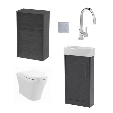 Power Floor Standing Cloakroom Bundle - Vanity, WC Unit, Toilet & Tap