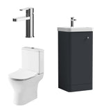 Curve Cloakroom Set - Floor Standing Vanity Basin Unit, Toilet and Mono Basin Mixer Tap