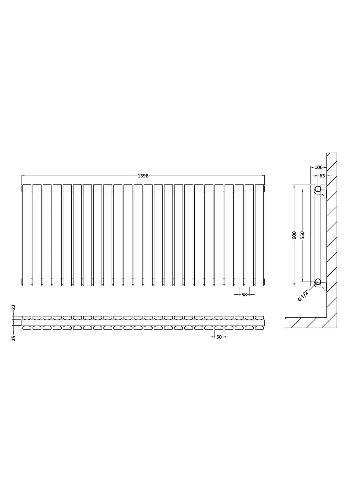 Contemporary Square Horizontal Double Panel Radiator - Choice of Size and Colour
