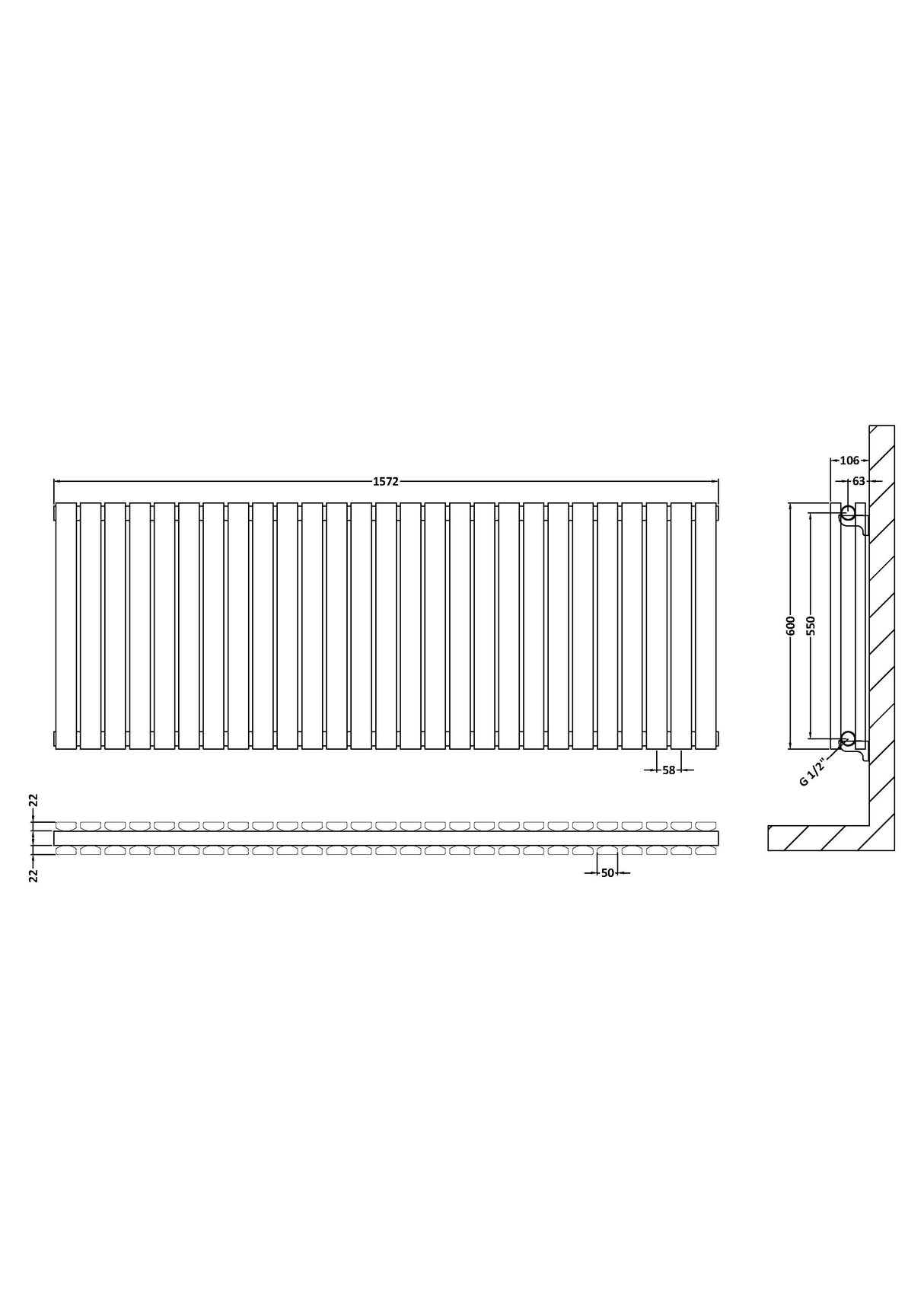 Contemporary Square Horizontal Double Panel Radiator - Choice of Size and Colour
