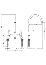 Traditional Bridge Mixer Kitchen Tap - With Multiple Finishes and Handle Options Available