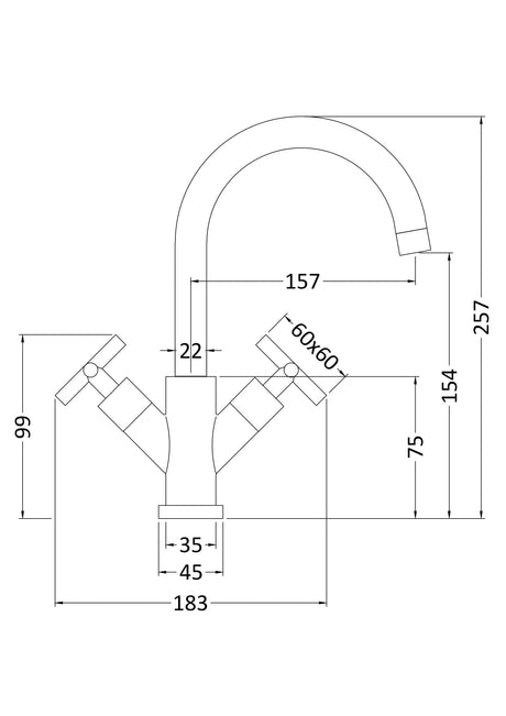 Two Cross Head Handle Kitchen Mixer Tap