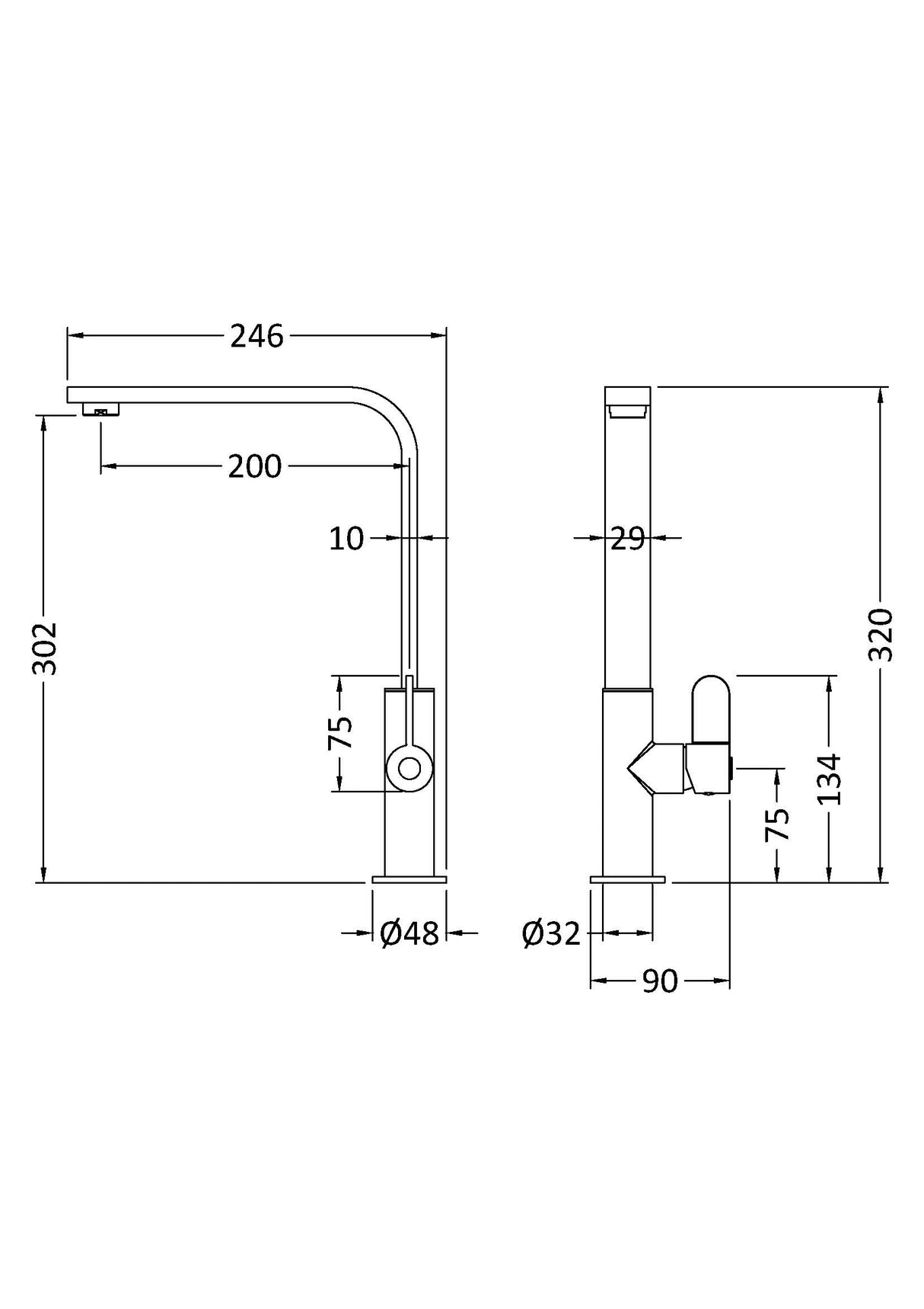 Chara Kitchen Mono Mixer Tap - Multiple Lever and Finishes Available