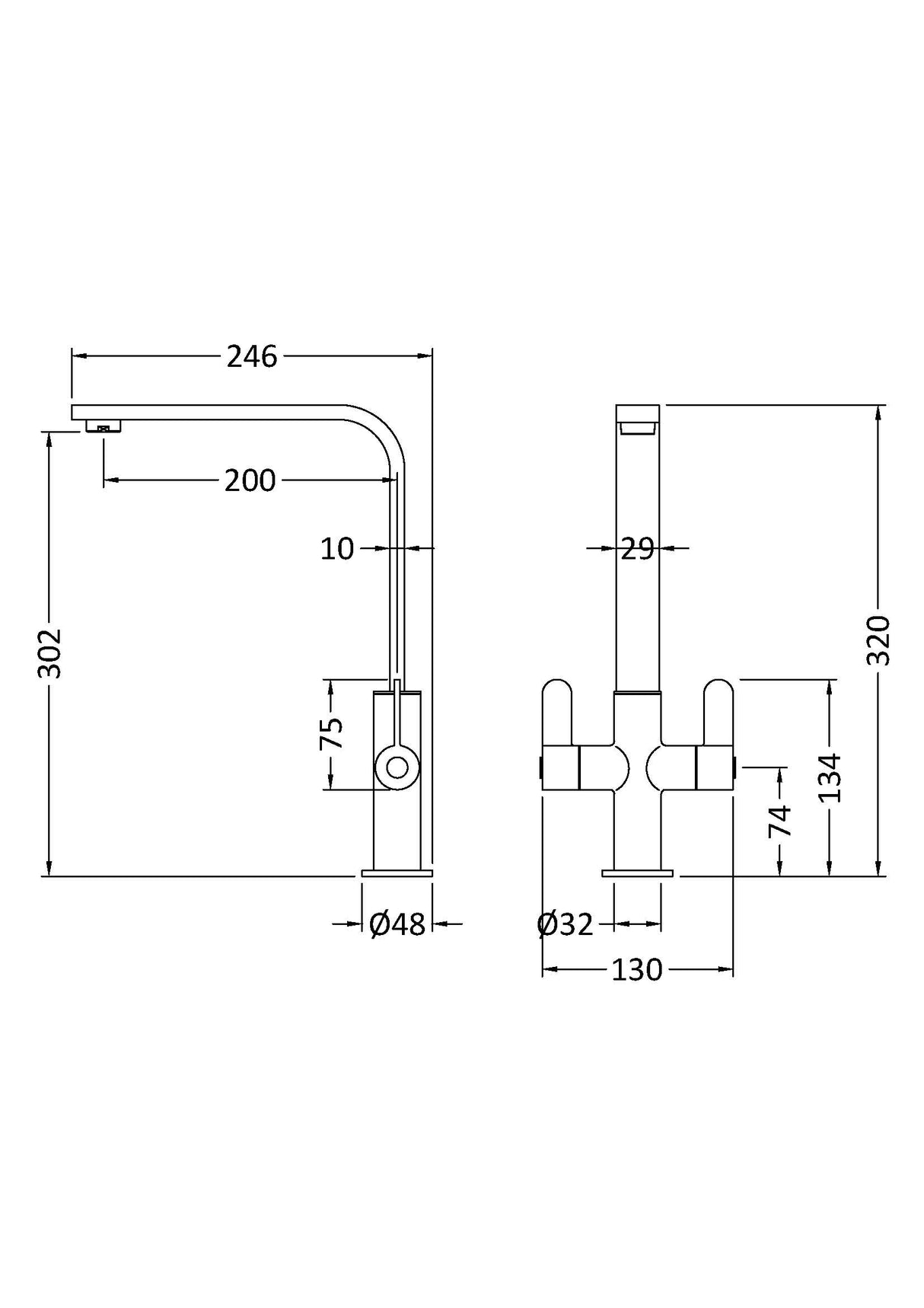 Chara Kitchen Mono Mixer Tap - Multiple Lever and Finishes Available